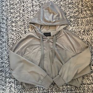 Premme Women's Silver Grey Velour Bomber Jacket with Hood size 3XL